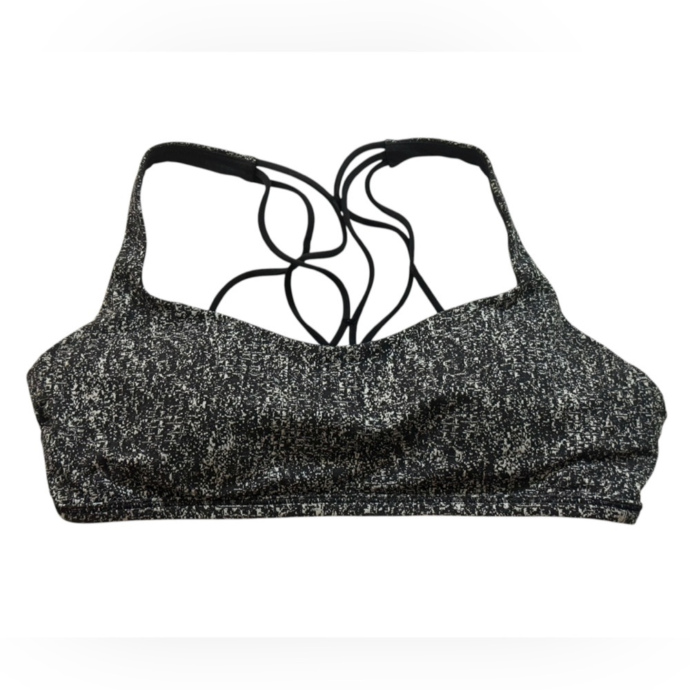 Lululemon Free To Be Wild Free to Be Serene Sports Bra 10 Heathered Black/White